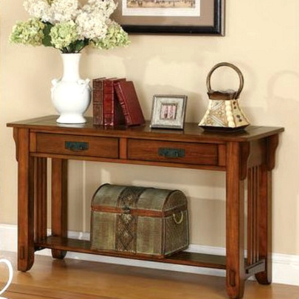 Oak Hardwood Mission Style Sofa Table